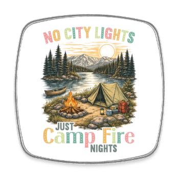 Camping Lagerfeuer Camper Outdoor Nature Berge - Viereckiger Kühlschrankmagnet - Weiß - Vorne