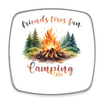 Camping Campfire Camper Outdoor Nature Mountains - Square fridge magnet - white - Front