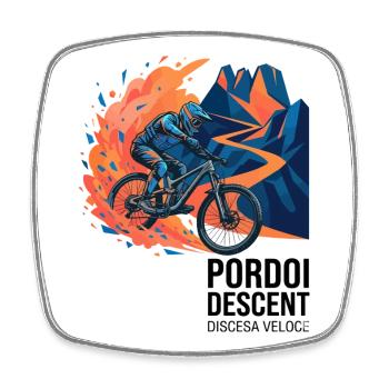 Pordoi Descent MTB Fast Action Modern Vector Art - Square fridge magnet - white - Front
