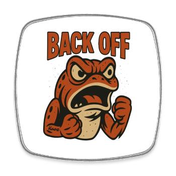 Back Off Angry Frog Patch - Square fridge magnet - white - Front
