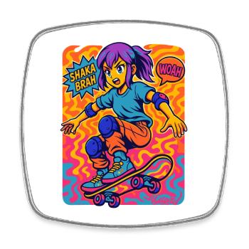 Shaka Brah Skater Pop Art - Viereckiger Kühlschrankmagnet - Weiß - Vorne