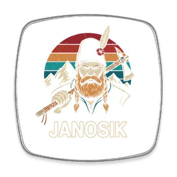 Janosik Polnische Hochlandlegende Retro - Viereckiger Kühlschrankmagnet - Weiß - Vorne
