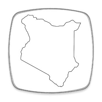 Kenya map outline - Square fridge magnet - white - Front