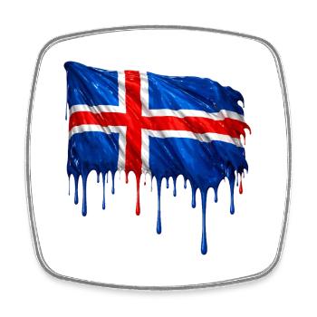 Drapeau islandais couleur colorée - Magnet carré - blanc - Devant