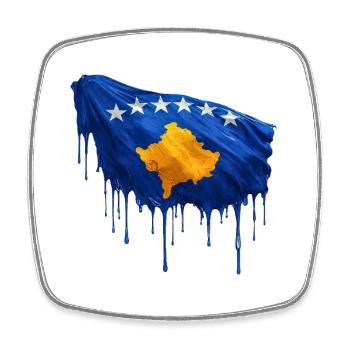 Kosovarische Flagge bunte Farbe - Viereckiger Kühlschrankmagnet - Weiß - Vorne