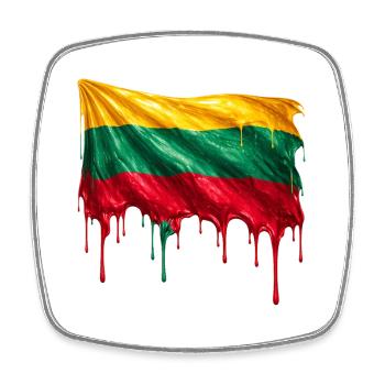 Litauische Flagge bunte Farbe - Viereckiger Kühlschrankmagnet - Weiß - Vorne