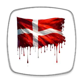 Dänische Flagge bunte Farbe - Viereckiger Kühlschrankmagnet - Weiß - Vorne