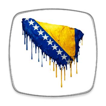 Bosnisch-herzegowinische Flagge bunte Farbe - Viereckiger Kühlschrankmagnet - Weiß - Vorne