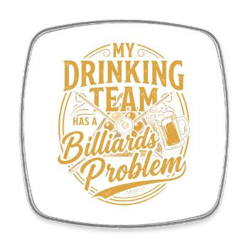 Billard Bier Lustig Shirt Geschenk Spieler Humor - Viereckiger Kühlschrankmagnet - Weiß - Vorne