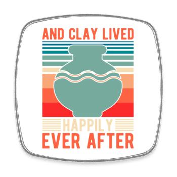 Artist Painter Graphic And Clay Lived Happily Ever - Square fridge magnet - white - Front