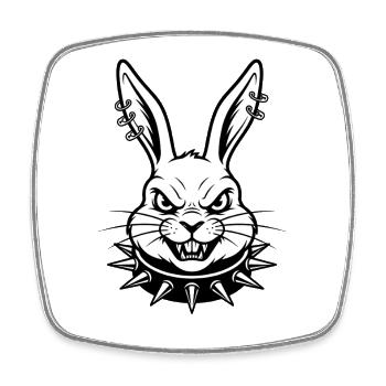 Heavy Metal Osterhase Rocker Ostern Hardcore Hase - Viereckiger Kühlschrankmagnet - Weiß - Vorne