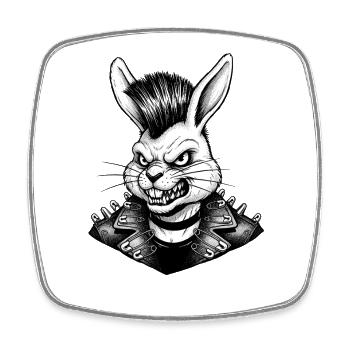 Heavy Metal Osterhase Rocker Ostern Hardcore Hase - Viereckiger Kühlschrankmagnet - Weiß - Vorne