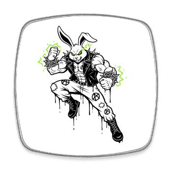 Heavy Metal Osterhase Rocker Ostern Hardcore Hase - Viereckiger Kühlschrankmagnet - Weiß - Vorne
