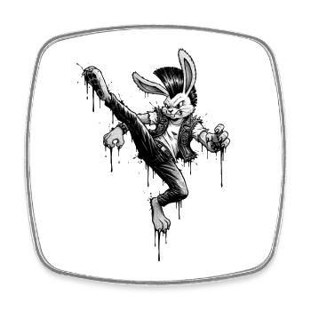 Heavy Metal Osterhase Rocker Ostern Hardcore Hase - Viereckiger Kühlschrankmagnet - Weiß - Vorne