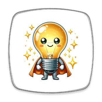 Glühbirne Superheld Helden Lampe - Viereckiger Kühlschrankmagnet - Weiß - Vorne