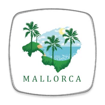 Mallorca Palm Island Sunset - Square fridge magnet - white - Front