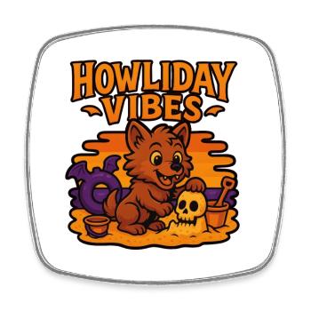 Howliday Vibes Cute Werewolf Summer Halloween - Square fridge magnet - white - Front