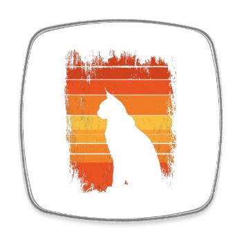 Luchs Katze Retro Wildkatze Design Naturfreund - Viereckiger Kühlschrankmagnet - Weiß - Vorne