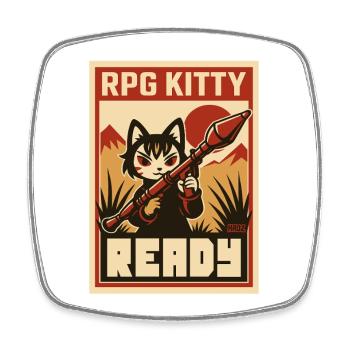 RPG Kitty Ready Poster - Square fridge magnet - white - Front