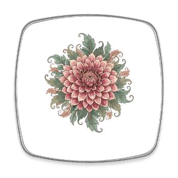 Dahlien Mandala Rosé Grün - Viereckiger Kühlschrankmagnet - Weiß - Vorne