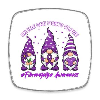 Fibromyalgia Awareness Gnome Fibro Ribbon - Square fridge magnet - white - Front