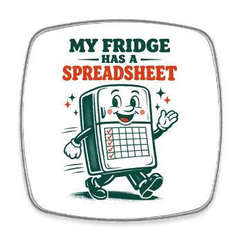 Refrigerator with table | Meal Prep Humor - Square fridge magnet - white - Front