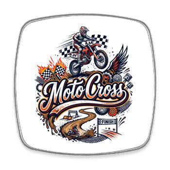 Motocross biker motorcycle cross trial enduro freestyle - Square fridge magnet - white - Front