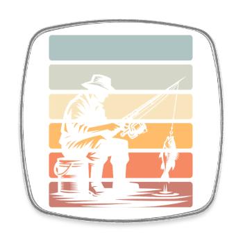 Angeln Angler - Viereckiger Kühlschrankmagnet - Weiß - Vorne