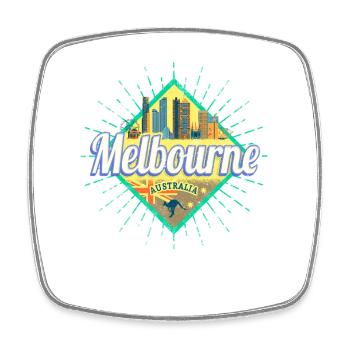 Melbourne Victoria Australien Skyline Souvenir - Viereckiger Kühlschrankmagnet - Weiß - Vorne