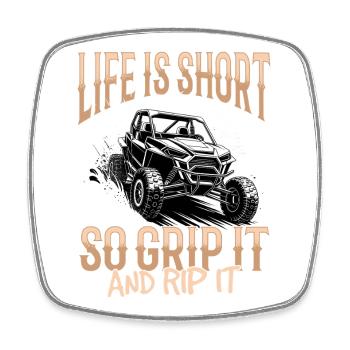 UTV Off Road Boy Men 4 Wheeler Side by side - Viereckiger Kühlschrankmagnet - Weiß - Vorne