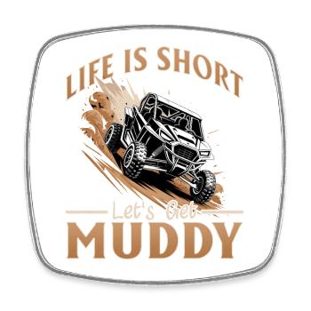 UTV Off Road Boy Men 4 Wheeler Side by side - Viereckiger Kühlschrankmagnet - Weiß - Vorne