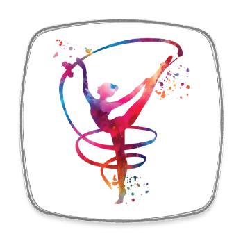 Gymnast With Band Rhythmic Gymnastics - Square fridge magnet - white - Front