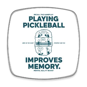 Pickleball Playing Funny Player Improves Memory - Square fridge magnet - white - Front