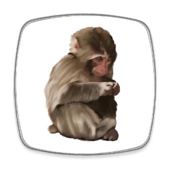 Punch - the lonely monkey - Square fridge magnet - white - Front