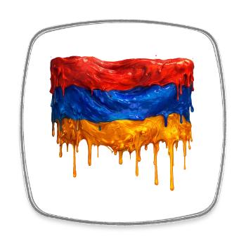 Armenische Flagge in bunten Farben - Viereckiger Kühlschrankmagnet - Weiß - Vorne