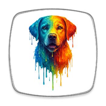 Labrador Retriever in bunten Farben - Viereckiger Kühlschrankmagnet - Weiß - Vorne