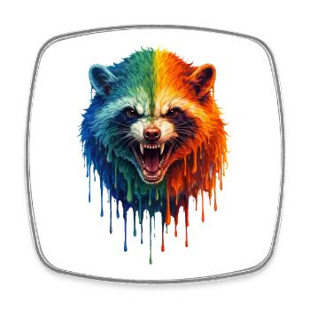 Waschbär in bunten Farben - Viereckiger Kühlschrankmagnet - Weiß - Vorne