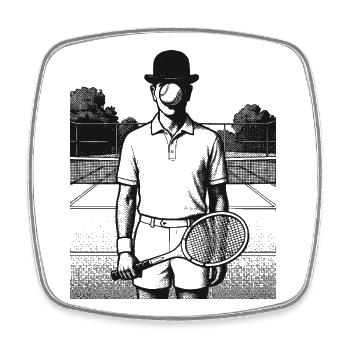 Tennis Art, Ball statt Apfel, Shirt, Hoodie, Bag - Viereckiger Kühlschrankmagnet - Weiß - Vorne