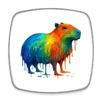 Capybara in bunten Farben - Viereckiger Kühlschrankmagnet - Weiß - Vorne