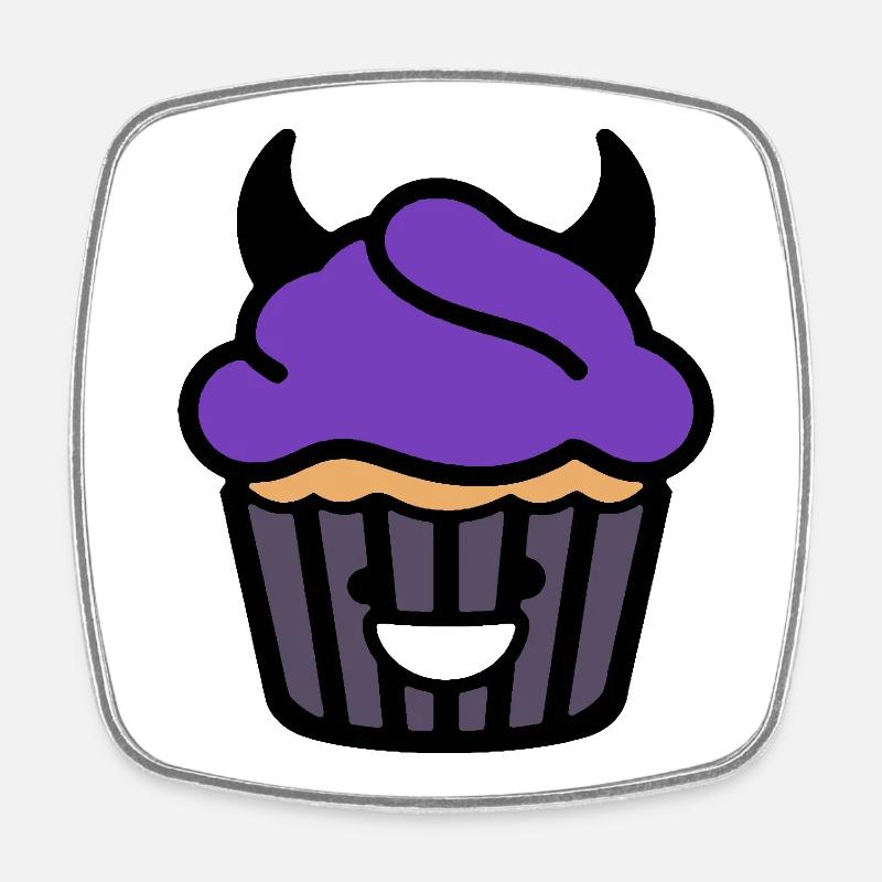 Un design alimentaire Dark Cutcake Devil Kawaii - Magnet carré - blanc