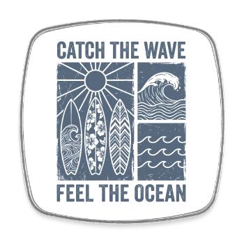 Surf Shirt Waves Sea Surfer Cadeau Été - Magnet carré - blanc - Devant