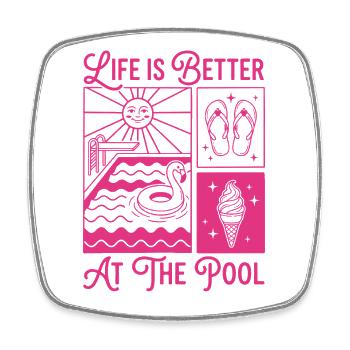 Life is Better at the Pool Summer Shirt - Viereckiger Kühlschrankmagnet - Weiß - Vorne