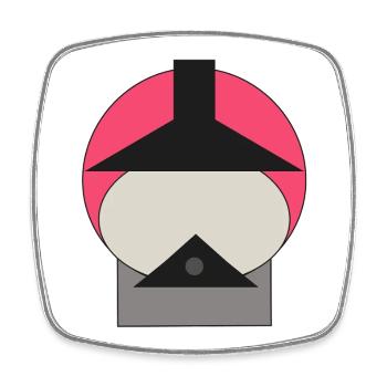 Minimalistischer Feuerwehr-Helm in pink - Viereckiger Kühlschrankmagnet - Weiß - Vorne
