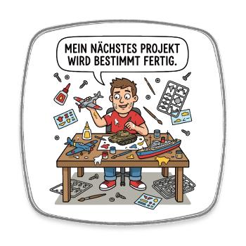 Mein Nächstes Projekt Wird Bestimmt Fertig - Viereckiger Kühlschrankmagnet - Weiß - Vorne