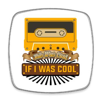 Retro Cassette Humor If I Was Cool Graphic - Viereckiger Kühlschrankmagnet - Weiß - Vorne
