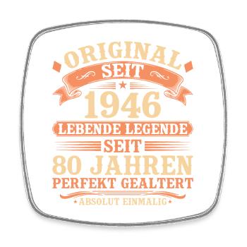 Original 1946 – Legendär & Vintage 80. Geburtstag - Viereckiger Kühlschrankmagnet - Weiß - Vorne