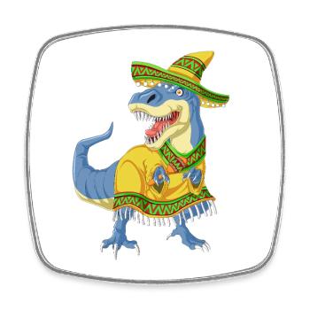 T-shirt Dinosaur Cinco Fiesta - Magnet carré - blanc - Devant