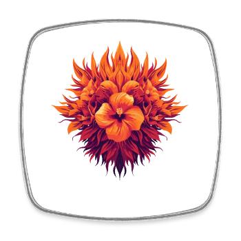 Flame Blossom Hibiscus Mandala - Square fridge magnet - white - Front