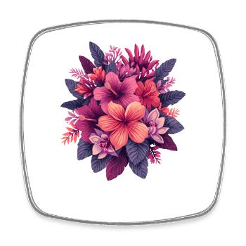 Tropical hibiscus flowers - Square fridge magnet - white - Front