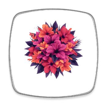 Hibiskus Feuerblüten Bouquet - Viereckiger Kühlschrankmagnet - Weiß - Vorne